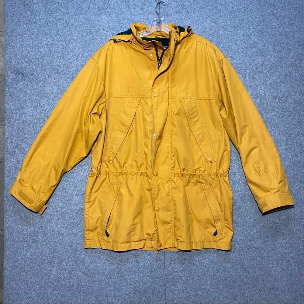 Eddie Bauer Yellow carpa jacket with Hood and Adjustable Fit